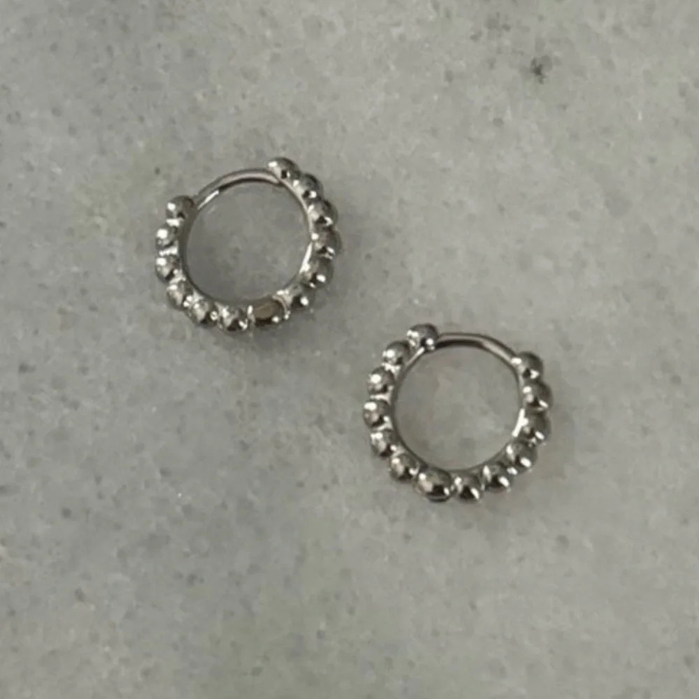 Sterling Silver Small Huggie Hoop Beaded Earrings 

Brand New